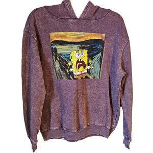 Nickelodeon SpongeBob Scream Hoodie Acid Wash Graphic Pullover – Small